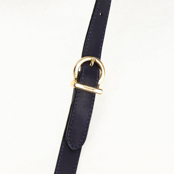 Salvatore Ferragamo Gancini Hand Bag Leather 2way Purple Gold Auth 145500V