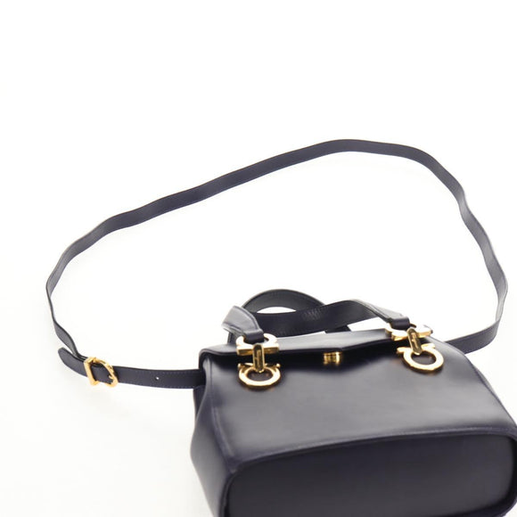 Salvatore Ferragamo Gancini Hand Bag Leather 2way Purple Gold Auth 145500V