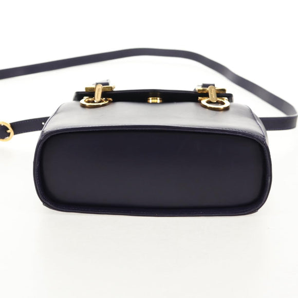 Salvatore Ferragamo Gancini Hand Bag Leather 2way Purple Gold Auth 145500V