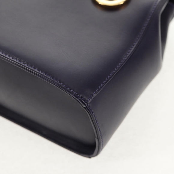 Salvatore Ferragamo Gancini Hand Bag Leather 2way Purple Gold Auth 145500V