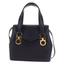 Salvatore Ferragamo Gancini Hand Bag Leather 2way Purple Gold Auth 145500V-2