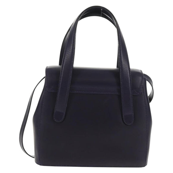 Salvatore Ferragamo Gancini Hand Bag Leather 2way Purple Gold Auth 145500V