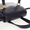 Salvatore Ferragamo Gancini Hand Bag Leather 2way Purple Gold Auth 145500V-6