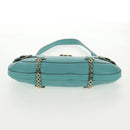 Salvatore Ferragamo Gancini Bag Leather Turquoise Blue Gold Auth 145501V-6