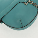 Salvatore Ferragamo Gancini Bag Leather Turquoise Blue Gold Auth 145501V-17