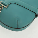 Salvatore Ferragamo Gancini Bag Leather Turquoise Blue Gold Auth 145501V-18