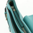 Salvatore Ferragamo Gancini Bag Leather Turquoise Blue Gold Auth 145501V-22