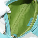 Salvatore Ferragamo Gancini Bag Leather Turquoise Blue Gold Auth 145501V-10