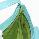 Salvatore Ferragamo Gancini Bag Leather Turquoise Blue Gold Auth 145501V-23