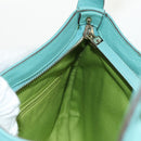 Salvatore Ferragamo Gancini Bag Leather Turquoise Blue Gold Auth 145501V-24