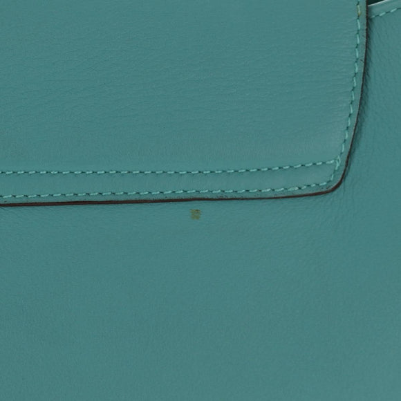 Salvatore Ferragamo Gancini Bag Leather Turquoise Blue Gold Auth 145501V