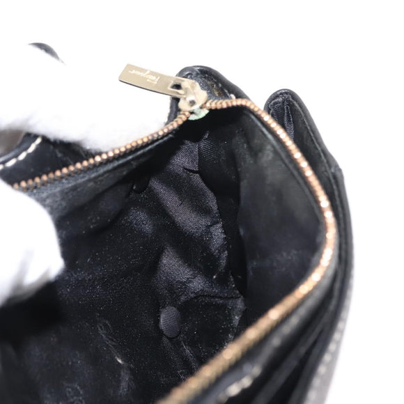 Salvatore Ferragamo Gancini Shoulder Bag Leather Black Gold Auth 145502