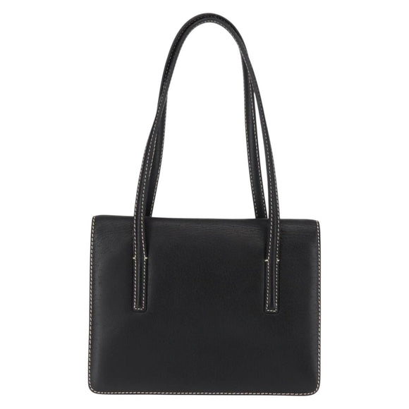 Salvatore Ferragamo Gancini Shoulder Bag Leather Black Gold Auth 145502