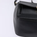 Salvatore Ferragamo Gancini Shoulder Bag Leather Black Gold Auth 145503-10