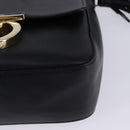 Salvatore Ferragamo Gancini Shoulder Bag Leather Black Gold Auth 145503-11