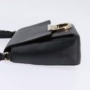 Salvatore Ferragamo Gancini Shoulder Bag Leather Black Gold Auth 145503-4