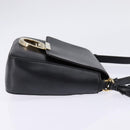 Salvatore Ferragamo Gancini Shoulder Bag Leather Black Gold Auth 145503-5