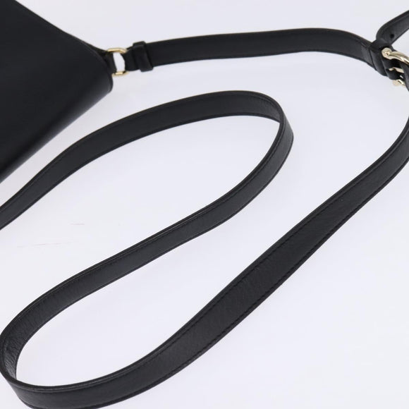 Salvatore Ferragamo Gancini Shoulder Bag Leather Black Gold Auth 145503