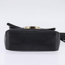 Salvatore Ferragamo Gancini Shoulder Bag Leather Black Gold Auth 145503-9