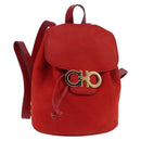 Salvatore Ferragamo Vala Backpack Leather Red Gold Auth 145505-1