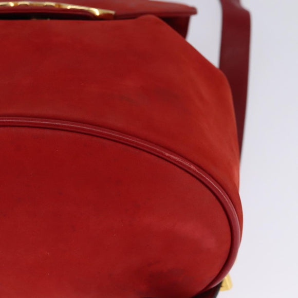 Salvatore Ferragamo Vala Backpack Leather Red Gold Auth 145505