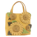 Salvatore Ferragamo Sunflower Hand Bag Canvas Leather Yellow Auth 145506-1