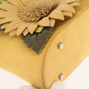 Salvatore Ferragamo Sunflower Hand Bag Canvas Leather Yellow Auth 145506-9