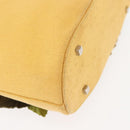 Salvatore Ferragamo Sunflower Hand Bag Canvas Leather Yellow Auth 145506-15