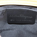 Salvatore Ferragamo Sunflower Hand Bag Canvas Leather Yellow Auth 145506-11