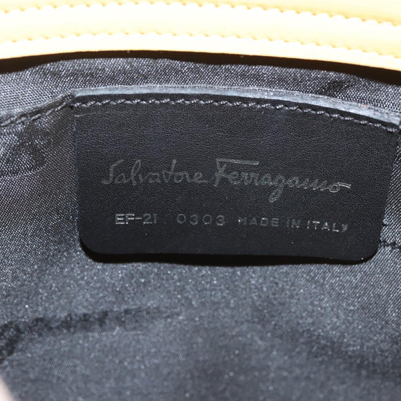 Salvatore Ferragamo Sunflower Hand Bag Canvas Leather Yellow Auth 145506