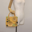 Salvatore Ferragamo Sunflower Hand Bag Canvas Leather Yellow Auth 145506-20