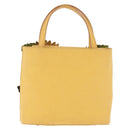 Salvatore Ferragamo Sunflower Hand Bag Canvas Leather Yellow Auth 145506-2