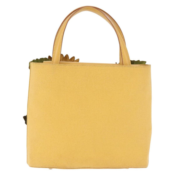 Salvatore Ferragamo Sunflower Hand Bag Canvas Leather Yellow Auth 145506