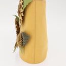 Salvatore Ferragamo Sunflower Hand Bag Canvas Leather Yellow Auth 145506-3
