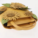 Salvatore Ferragamo Sunflower Hand Bag Canvas Leather Yellow Auth 145506-6