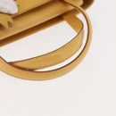 Salvatore Ferragamo Sunflower Hand Bag Canvas Leather Yellow Auth 145506-7