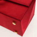 Salvatore Ferragamo Gancini Hand Bag Satin Red Gold Auth 145507V-14