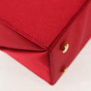 Salvatore Ferragamo Gancini Hand Bag Satin Red Gold Auth 145507V-15