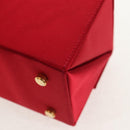 Salvatore Ferragamo Gancini Hand Bag Satin Red Gold Auth 145507V-16