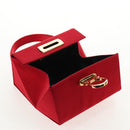 Salvatore Ferragamo Gancini Hand Bag Satin Red Gold Auth 145507V-10