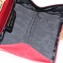 Salvatore Ferragamo Gancini Hand Bag Satin Red Gold Auth 145507V-11