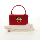 Salvatore Ferragamo Gancini Hand Bag Satin Red Gold Auth 145507V-22