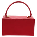 Salvatore Ferragamo Gancini Hand Bag Satin Red Gold Auth 145507V-2
