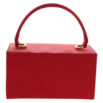 Salvatore Ferragamo Gancini Hand Bag Satin Red Gold Auth 145507V - 0