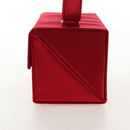 Salvatore Ferragamo Gancini Hand Bag Satin Red Gold Auth 145507V-3