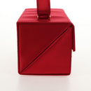 Salvatore Ferragamo Gancini Hand Bag Satin Red Gold Auth 145507V-4