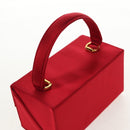 Salvatore Ferragamo Gancini Hand Bag Satin Red Gold Auth 145507V-6