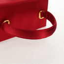 Salvatore Ferragamo Gancini Hand Bag Satin Red Gold Auth 145507V-7