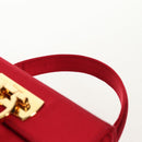 Salvatore Ferragamo Gancini Hand Bag Satin Red Gold Auth 145507V-8