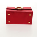 Salvatore Ferragamo Gancini Hand Bag Satin Red Gold Auth 145507V-5